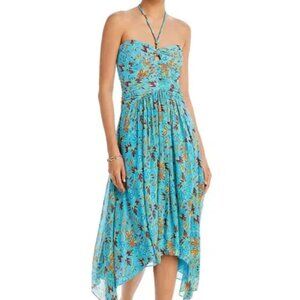 A.L.C. Violet Silk Halter Midi Dress In Blue. Sz: 6